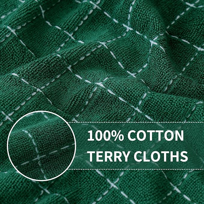 Homaxy 100% Cotton Terry Kitchen Towels, 4 Pack, Dark Green - Image 2