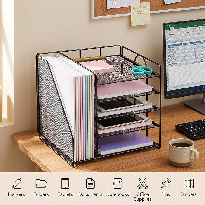 OPNICE Desk Organizer, 5-Tier Paper Organizer Letter Tray, Office Desk - Image 5