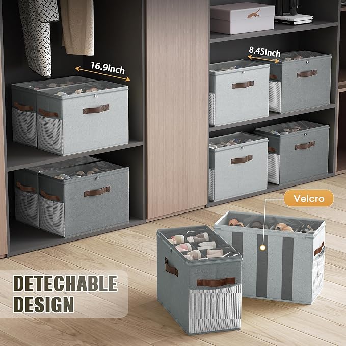 2 Pack Shoe Organizer for Closet, Foldable Shoe Storage - Image 4