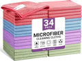 SIFANGKE Microfiber Cleaning Cloth, 34 Pack Assorted Color Cleaning Rags by Unknown