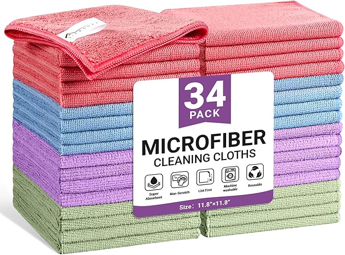 SIFANGKE Microfiber Cleaning Cloth, 34 Pack Assorted Color Cleaning Rags by Unknown