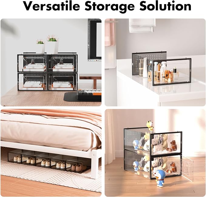 Foluck 15 Pack Shoe Storage Organizer Box Container Clear Plastic Stackable - Image 6
