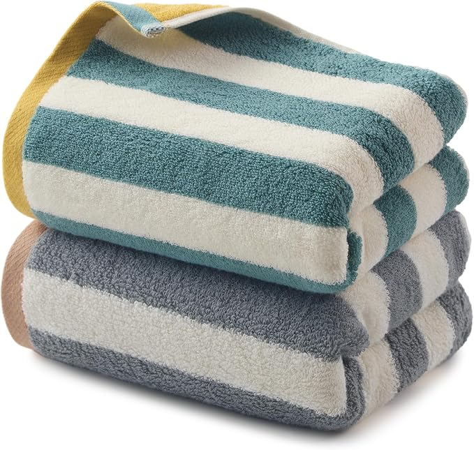 REDKISS Striped Hand Towels for Bathroom, Kitchen Decor, Guest Use, Ultra Soft by REDKISSOnline
