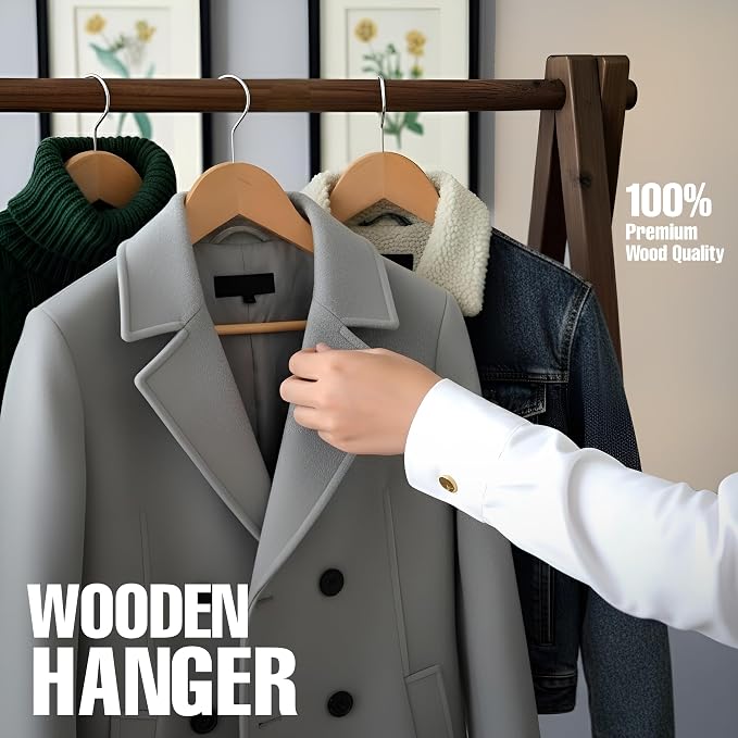 Utopia Home Wooden Hangers 20 Pack – Slim Suit Hangers Natural | 360° rotatable - Image 7
