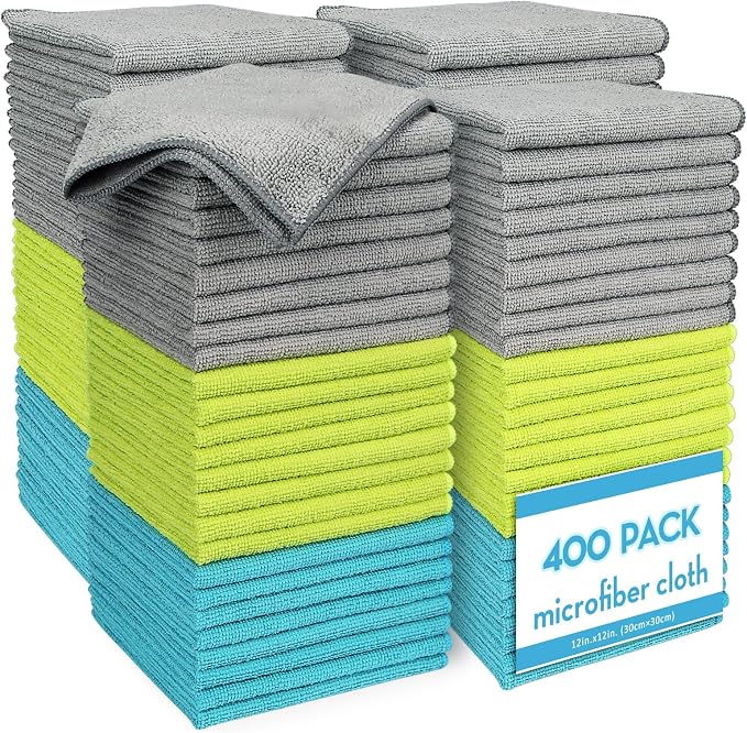AIDEA Microfiber Cleaning Cloth-400PK, Soft Microfiber Towels by AIDEAHOME