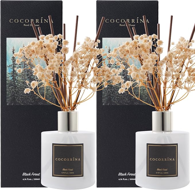 Premium Reed Diffuser Set with Preserved Baby's Breath & Cotton Stick Black - Image 3