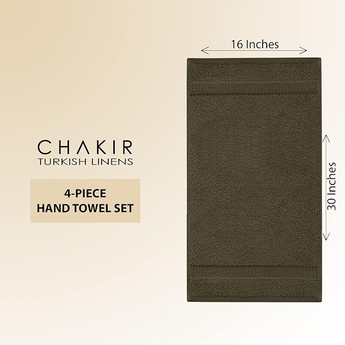 Chakir Turkish Linens 100% Cotton 4-Pack Hand Towels 16x30, Cocoa | Premium - Image 4