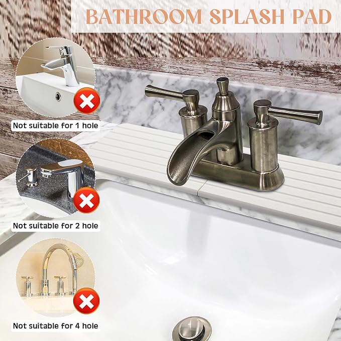 Teenyyou an Oval Hole White Faucet Mat Kitchen Sink 17.32" x 4.6" | Bathroom - Image 3