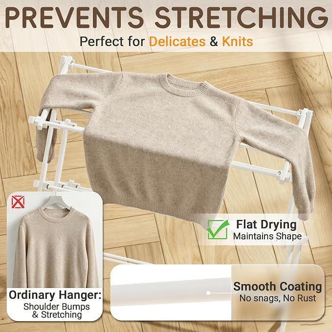 Foldable Clothes Drying Rack, Reinforced Joints, rustproof carbon steel - Image 6