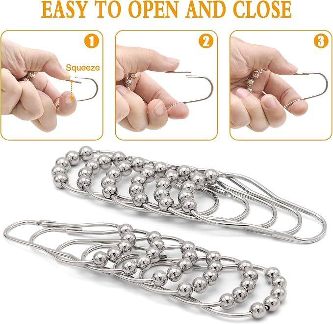 Shower Curtain Hooks Rings, Free Sliding Shower Hooks - Image 4