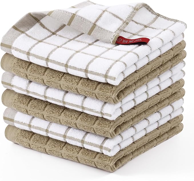 Homaxy Premium Cotton Kitchen Dish Cloths 12"x 12", 6 Pack by Homaxy