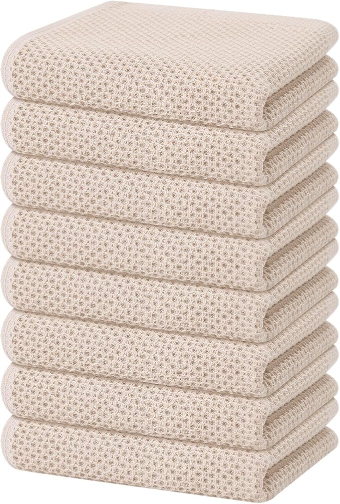 Homaxy 100% Cotton Waffle Weave Kitchen Dish Towels 8-Pack, Ultra Soft by Homaxy