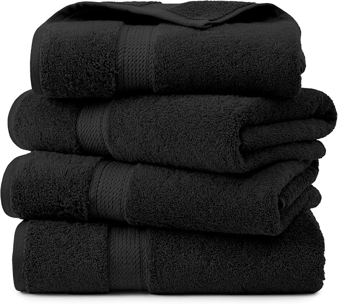 Superior Egyptian Cotton Plush & Absorbent, Bath Towel Set of 4, Soft Luxury by SUPERIOR