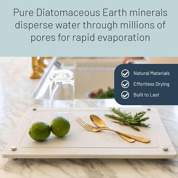 White Stone Dish Drying Mat for Kitchen Counter - Image 7