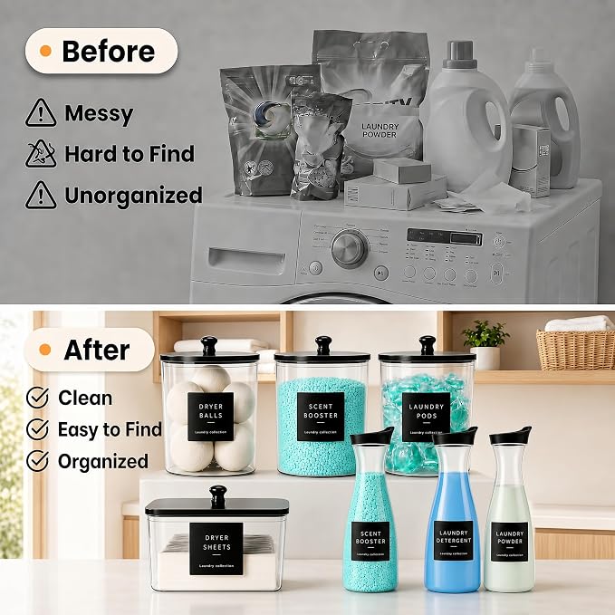 Laundry Room Organization Set, 4 Laundry Containers, 3 detergent dispenser - Image 5