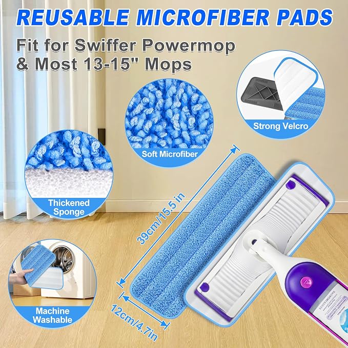 BPAWA Microfiber Mops for Floor Cleaning: Flat Mop for Hardwood Tile Wood | 4 - Image 3