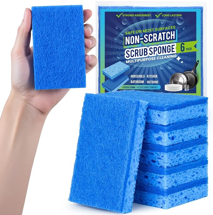 Metflavor Kitchen Sponges, Dual-Sided Non-Scratch Scrub Sponge | Dish Scrubber by Metflavor