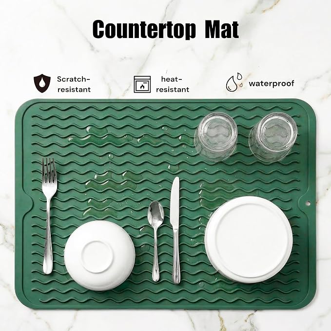 MicoYang Silicone Dish Drying Mat — Quick-Dry Ridges Counter & Sink Pad - Image 3