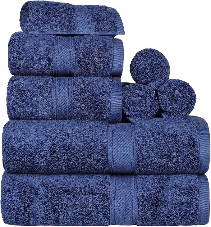 SUPERIOR Egyptian Cotton Ultra Plush & Absorbent, 8 Piece Set, Soft Luxury by SUPERIOR