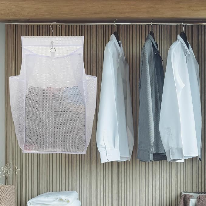 2 Pcs Hanging Foldable Breathable Mesh Laundry Hamper, Hanging Laundry Bag - Image 6