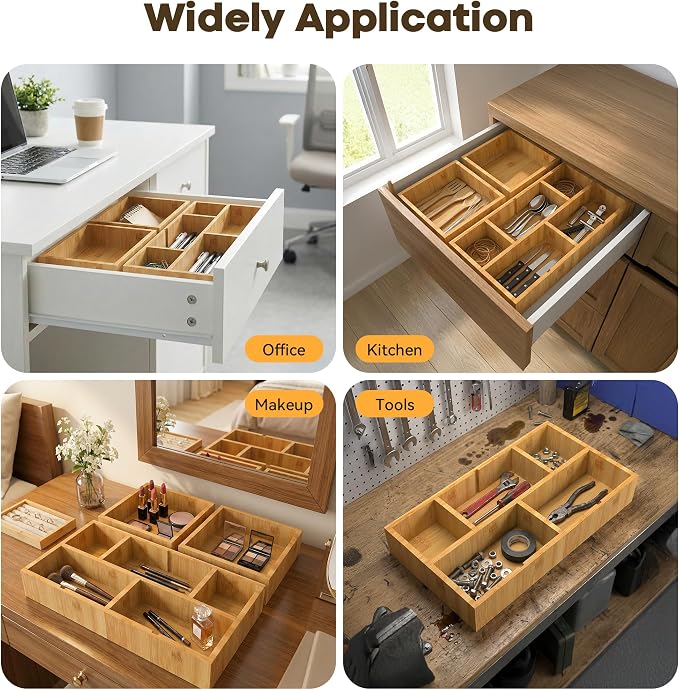 KOCWELL Bamboo Desk Drawer Organizer - Image 6