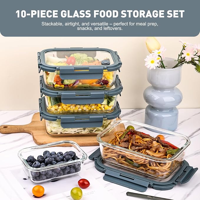 Liuruiyu 10 Pack Glass Food Storage Containers - Image 3