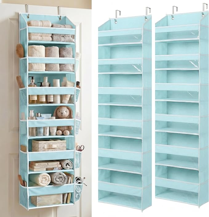HOMELUX THEORY Over the Door Organizer, 100D Fabric, Baby Blue 2pc by HomeluxTheory