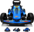 24V Electric Go Kart for Kids, Drift Kart with 400W Motors, EVA Tires, Max Speed 8.1 MPH, Music, Wireless, Electric Drifting Cart Outdoor Ride on Toy for Kids Ages 6+ (Blue)