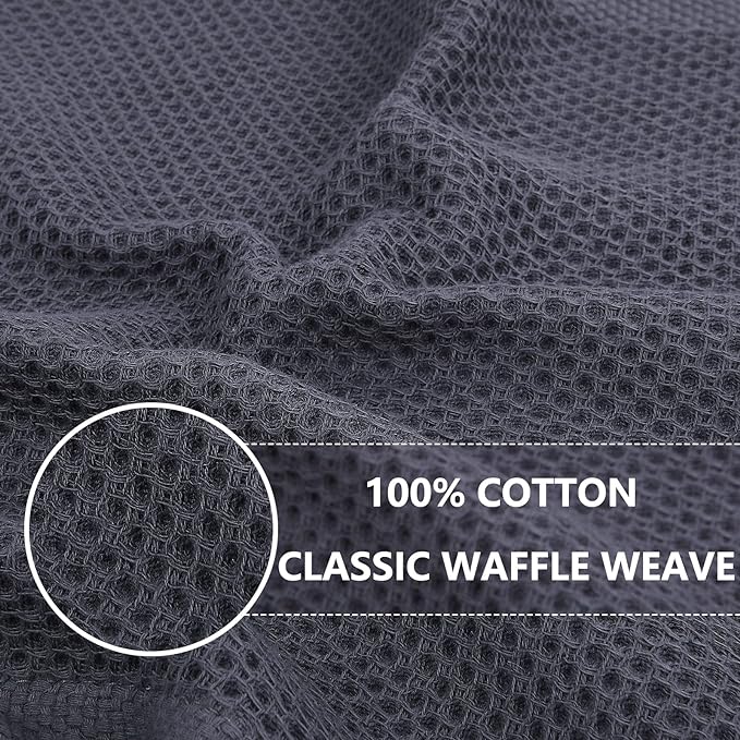 Homaxy 100% Cotton Waffle Weave Kitchen Dish Cloths 8-Pack, Dark Grey | 12 x 12 - Image 2