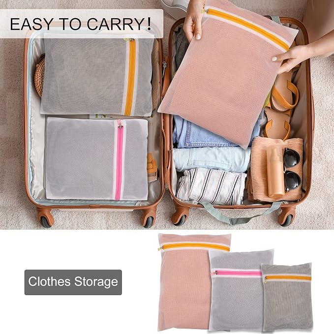 Mesh Laundry Bags 3pcs 12 * 9 Inch Wash Bag Colorful Zipper - Image 7
