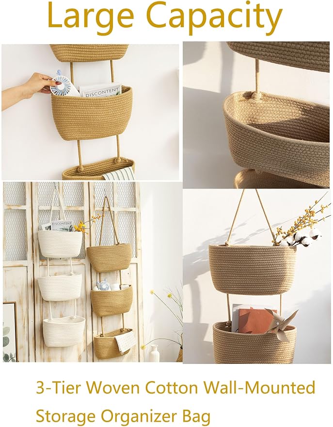 YYaaloa Woven Cotton Hanging Baskets - Image 4
