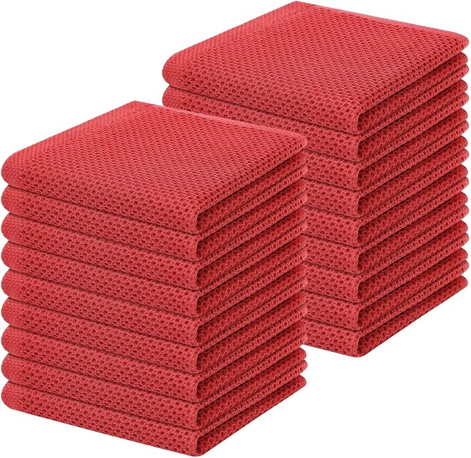 Homaxy 100% Cotton Waffle Weave Kitchen Dish Cloths 18-Pack, Brick Red | 12 x by Homaxy