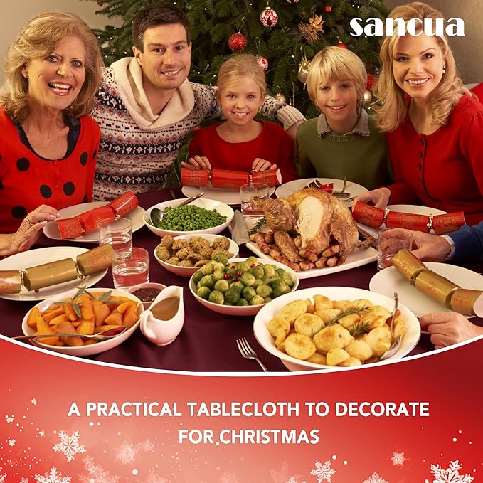 sancua 2 Pack Round Tablecloth 70 Inch Burgundy, Stain and Wrinkle Resistant Table Cloth - Washable Polyester Table Cover for Dining Tables, Buffet Parties and Camping