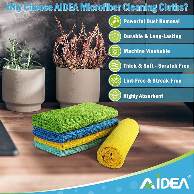 AIDEA Microfiber Cleaning Cloth, Soft Absorbent Rags, Microfiber Towels - Image 4