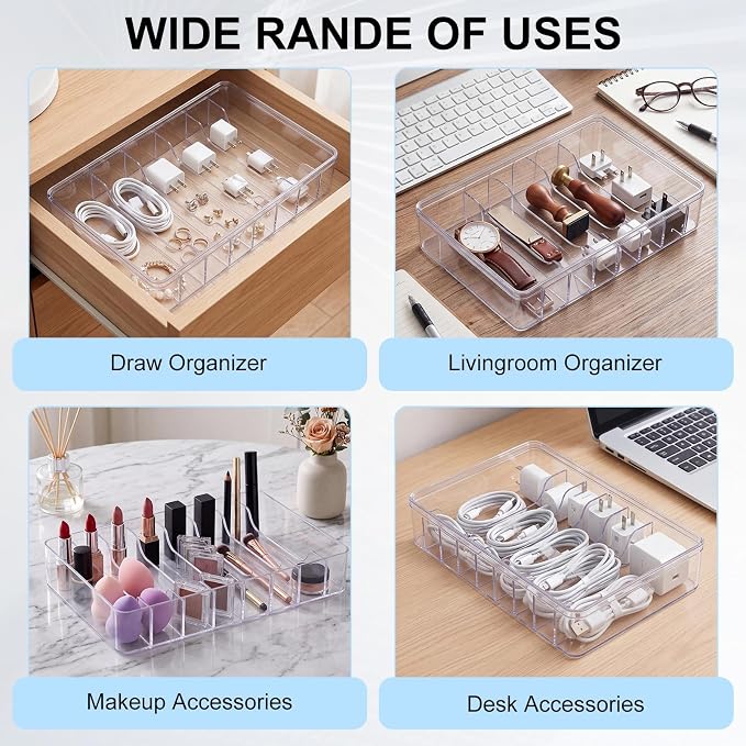 Tatuo 2 Pcs Cord Organizer for Drawer Desktop, Cable Organizer Box - Image 6