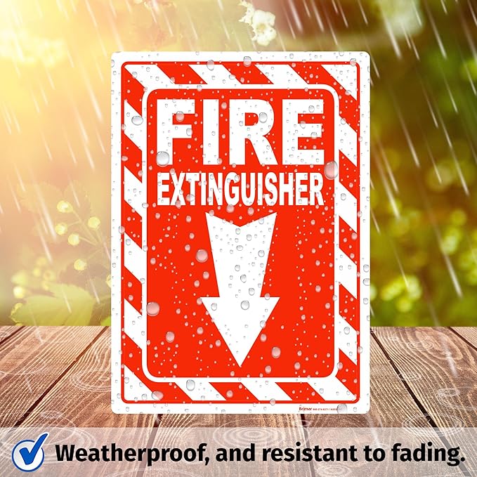 Brimar - 7" x 10" - Fire Extinguisher Sign - 3.5 Mil InfiniStick™ Vinyl Label - Bold Text And Symbol - High Visibility