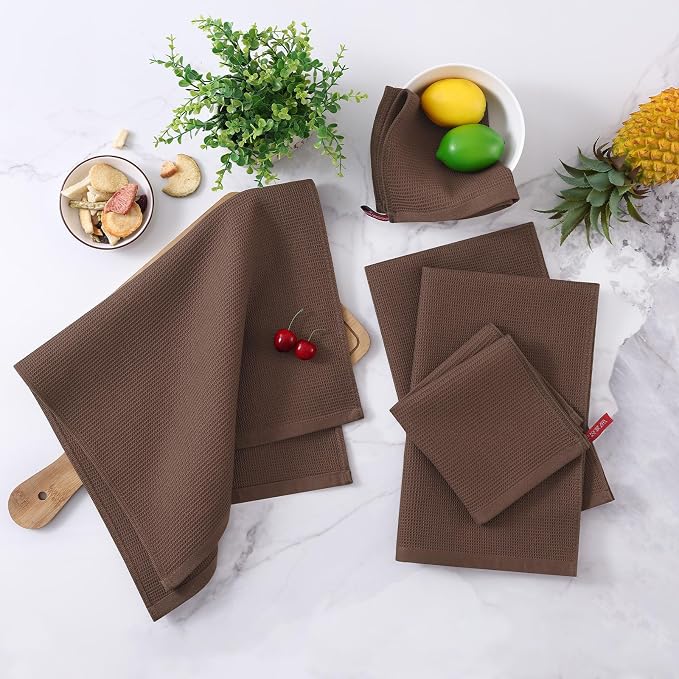 Homaxy 100% Cotton Waffle Weave Dish Cloths, 6 Pack - Image 2