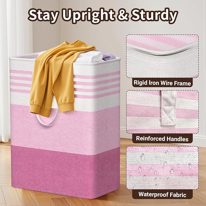 WOWBOX 2 Pack Laundry Baskets, Collapsible Dirty Clothes Laundry Hampers - Image 3