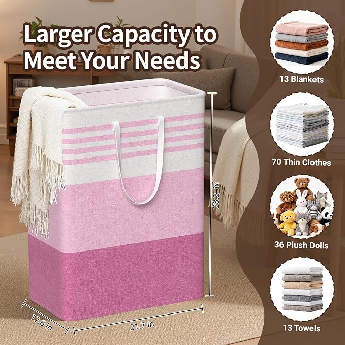 WOWBOX 2 Pack Laundry Baskets, Collapsible Dirty Clothes Laundry Hampers - Image 2