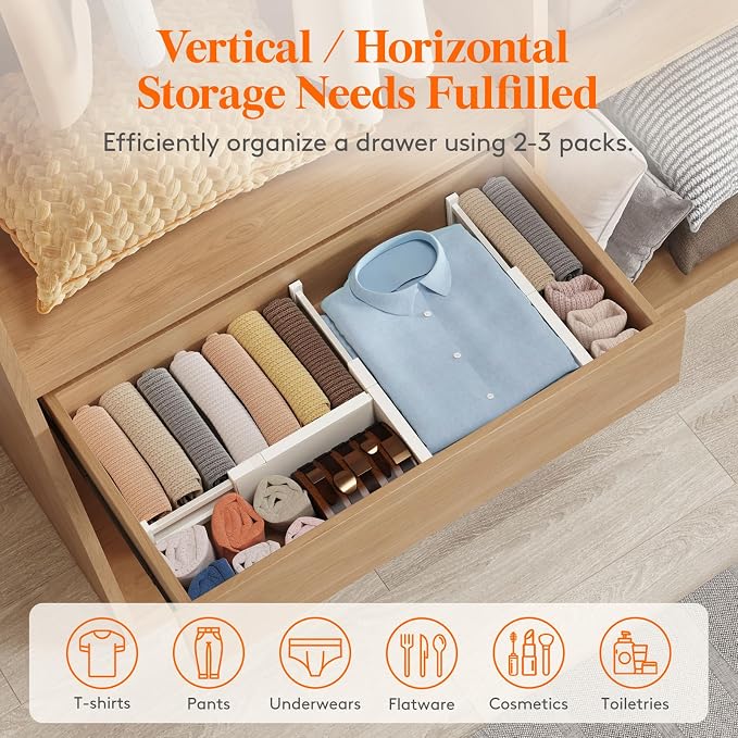 Lifewit 4" High Upgrade Drawer Divider, Adjustable Drawer Organizer Clothes | 9 - Image 5