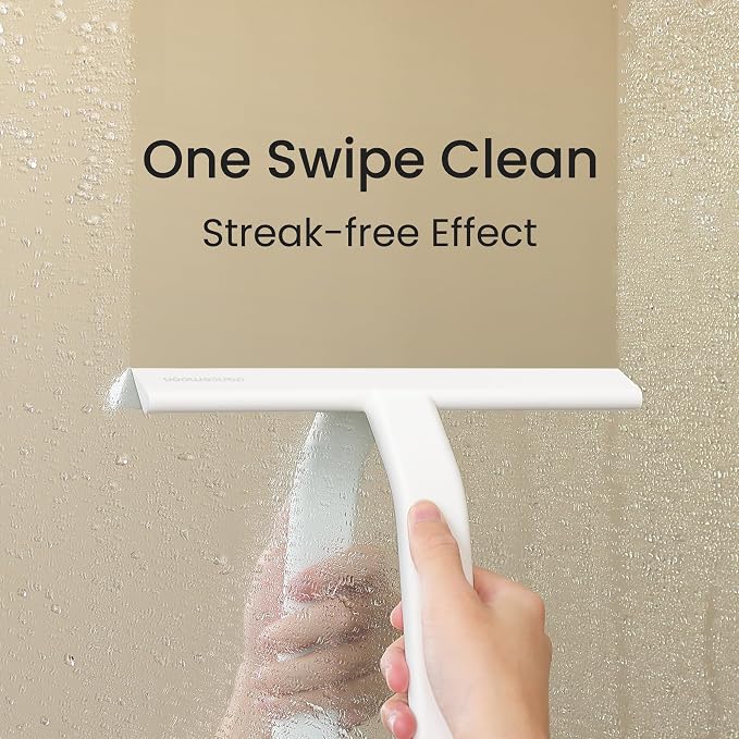 JustHang Shower Squeegee with Built-in Hook, 10-Inch White | Award-Winning - Image 2