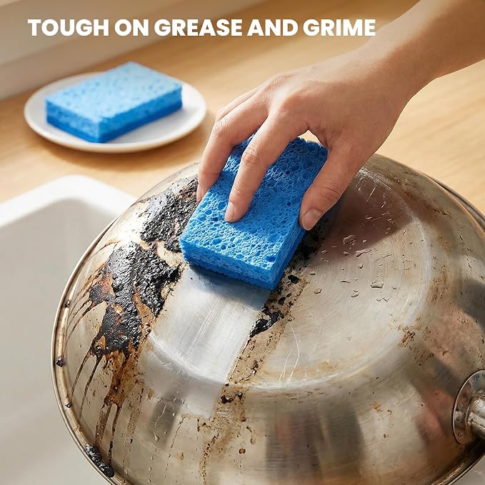 Metflavor Kitchen Sponges, Dual-Sided Non-Scratch Scrub Sponge | Dish Scrubber - Image 2