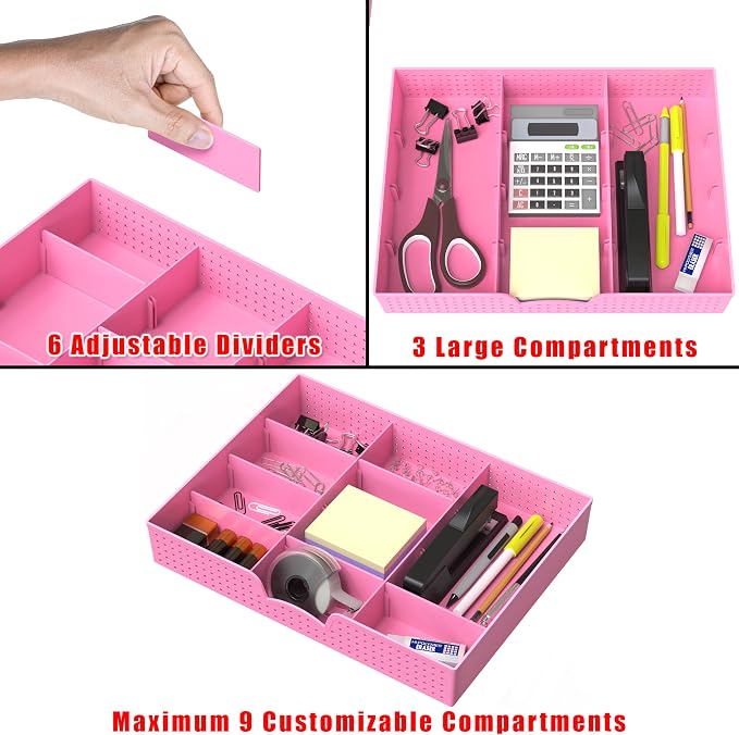 Simple Houseware Drawer Organizer Tray, 9 Adjustable Compartments, and Craft - Image 3