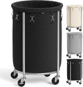 SONGMICS Laundry Basket with Wheels, 18.5 Gal., Steel Frame, Removable Bag by Unknown