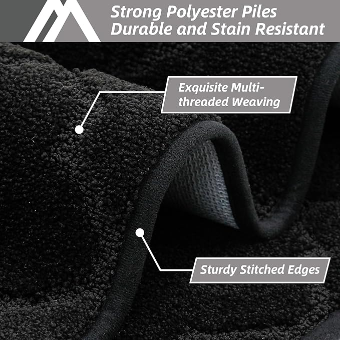 COSY HOMEER Soft Kitchen Rugs [2 PCS] for in Front of Sink Super Absorbent Kitchen Floor Mats and Mats 24x35 Inch/24X60 Non-Skid Kitchen Mat Standing Mat Washable,Polyester,Black