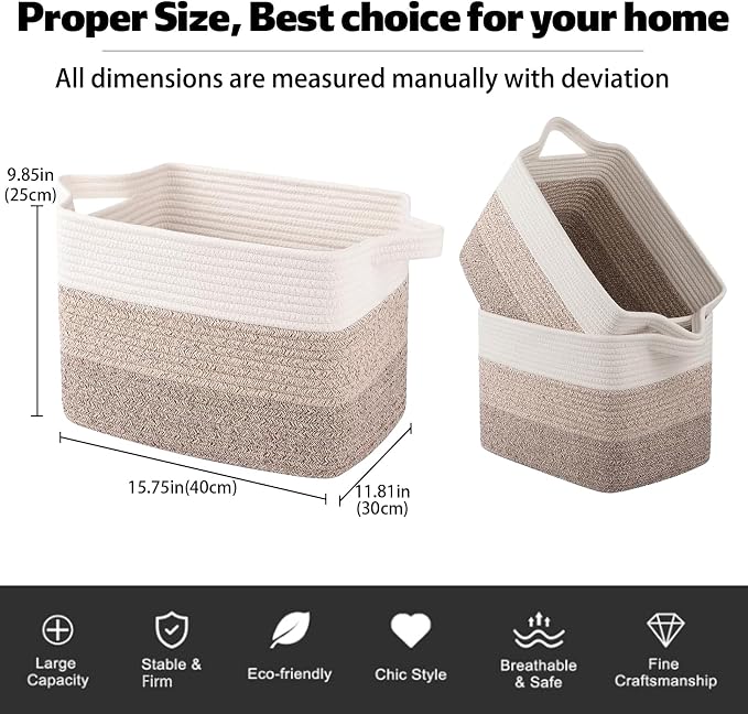 OIAHOMY 30L Storage Basket Large Blanket Basket Living Room Yellow 3-Pack - Image 4