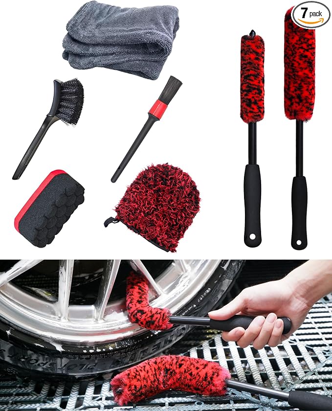 oesee Professional 4 Pack Long Handle Wheel Brush Kit by OeSee
