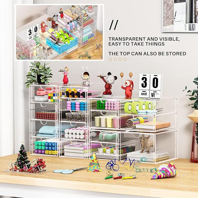 4-Pack Acrylic 16-Drawer Storage & Makeup Organizer - Image 6