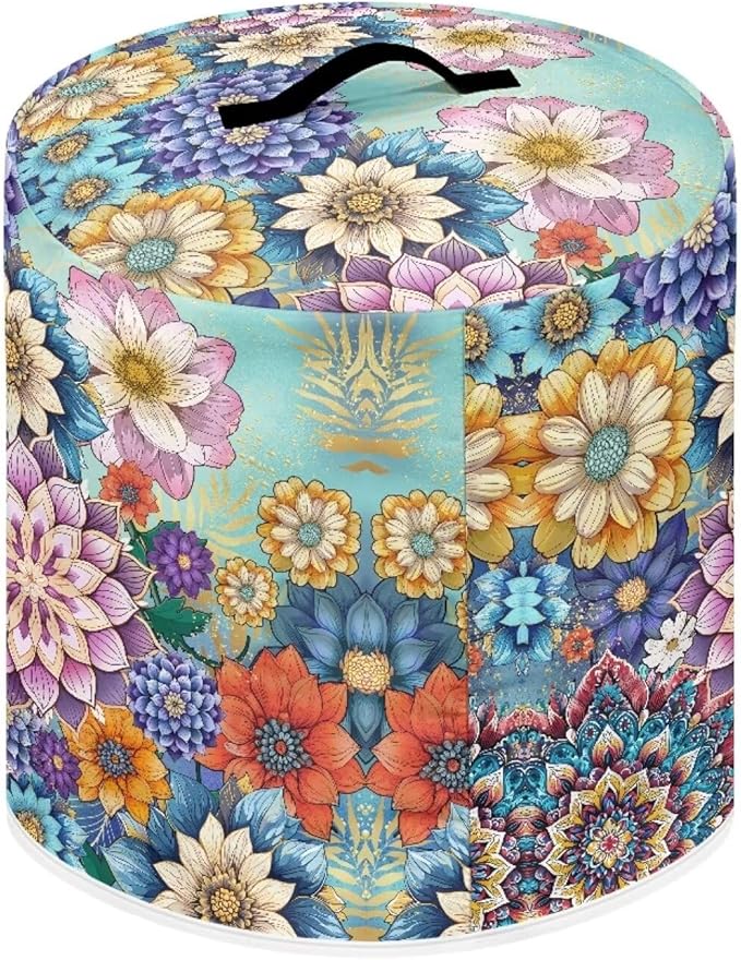 Flashideas Colorful Flowers Pressure Cooker Cover with Storage Pocket Compatible with 8 10 Quart Instant Pot, Durable Rice Cooker Air Fryer Accessories, Waterproof Kitchen Appliances Dust Cover