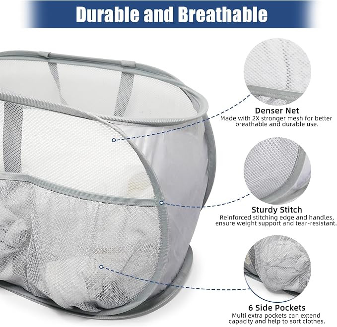 Collapsible Laundry Baskets, Upgrade Pop Up Laundry Hamper - Image 5